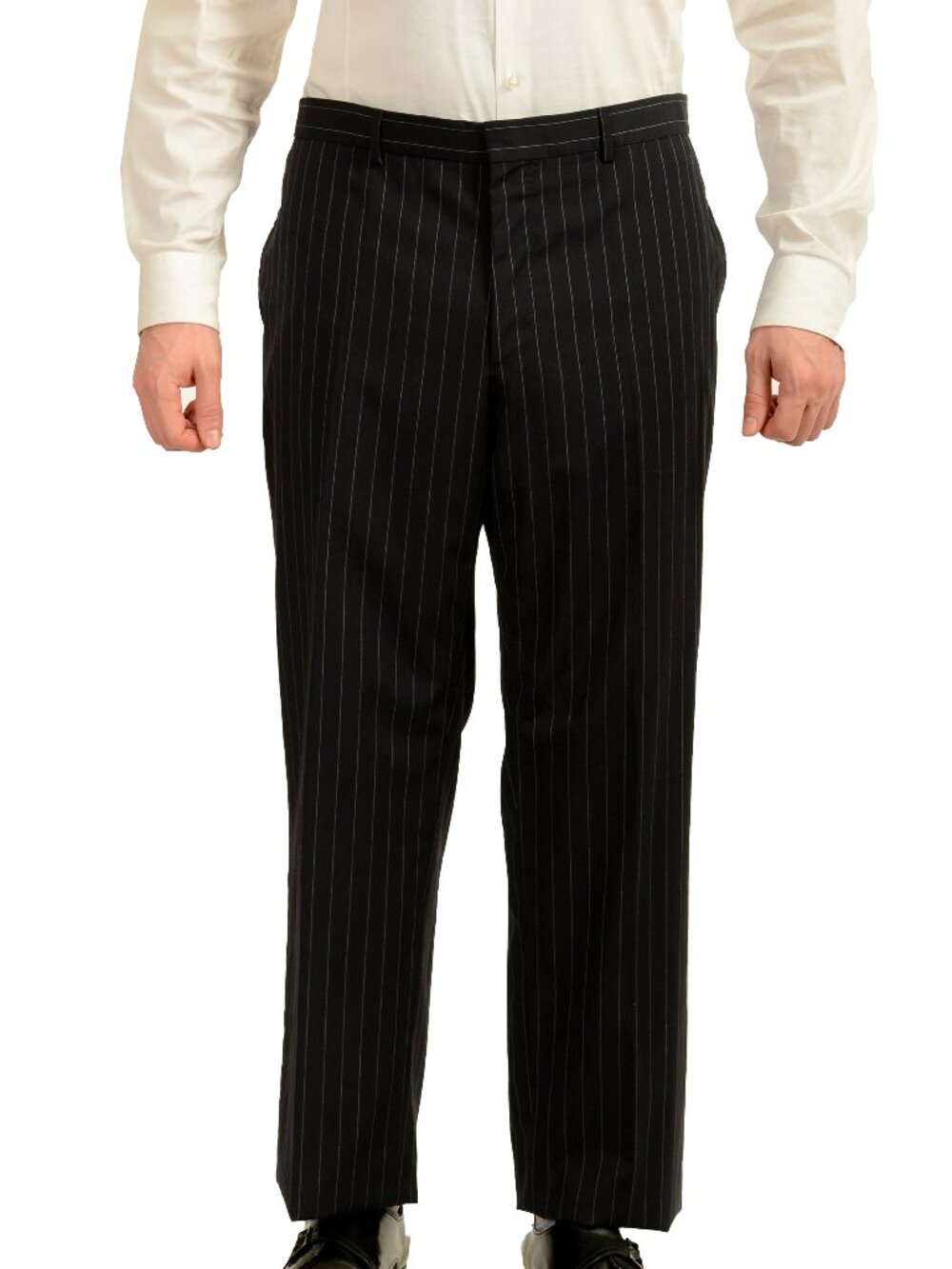 Gianfranco Ferre Men's 100% Wool Black Striped Dress Pants US 50R IT 60R